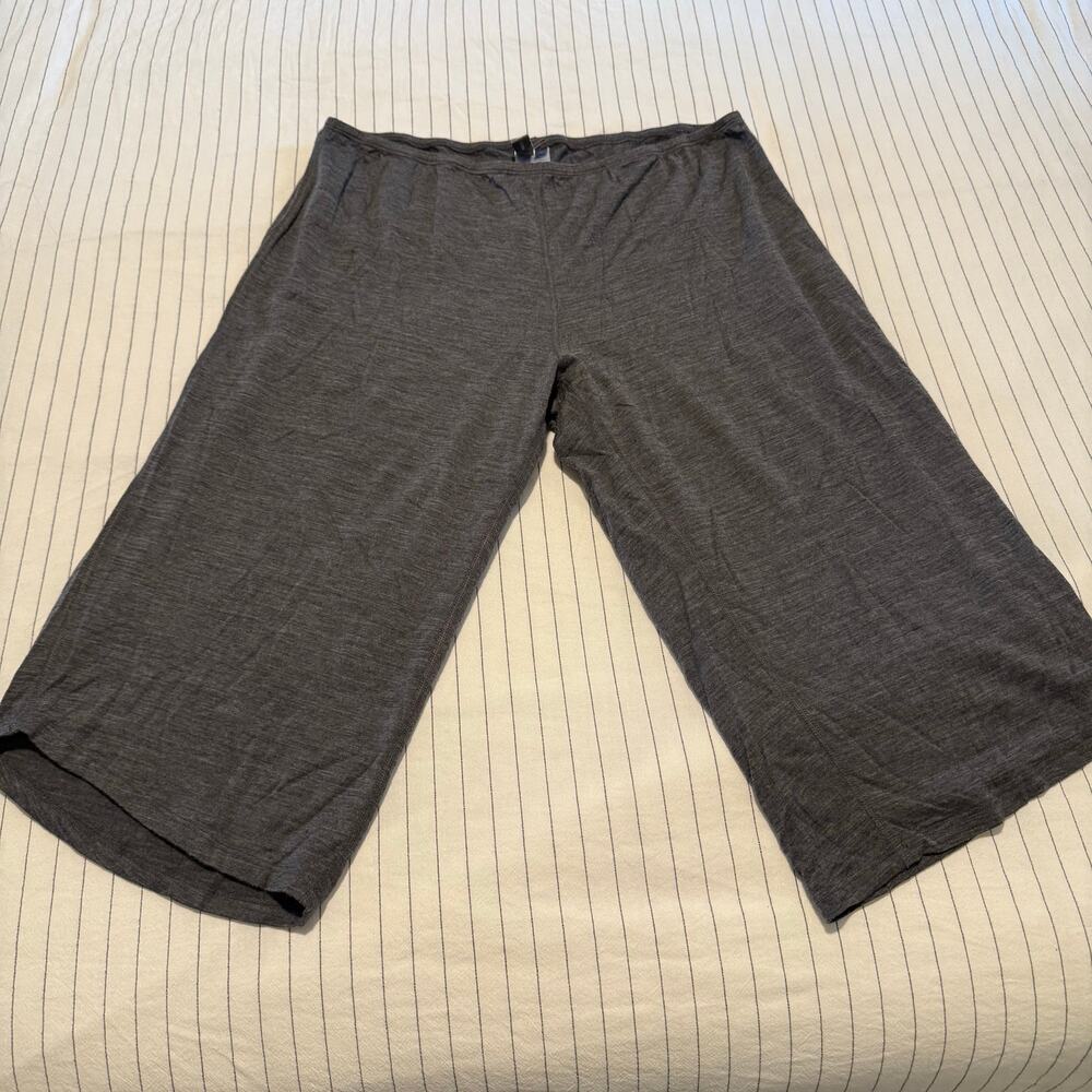 Ibex wide leg cropped capri pajamas gray wool lounge pants made in USA size XL